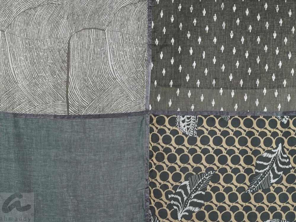 AHMADDY Quadrato Seide Baumwolle grau schwarz